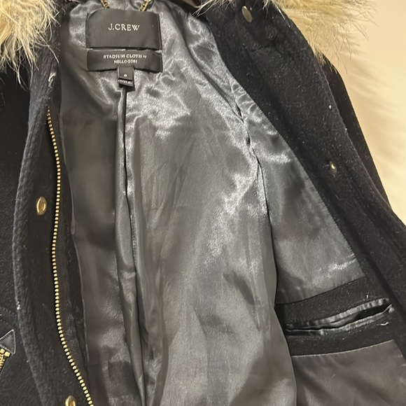 JCrew Women's Stadium Cloth by Nello Gori Wool Blend Coat - sz 0 BLK - Picture 5 of 6